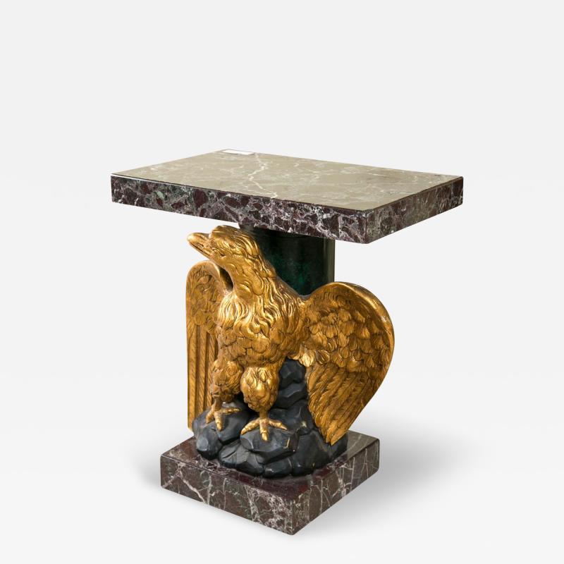 Federal Style Giltwood Carved Eagle Marble Top Pedestal Table Exquisite Detail