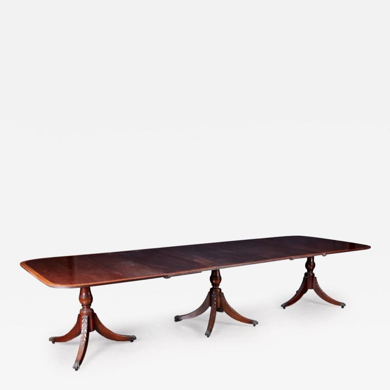 Federal Style Triple Pedestal Dining Table 19th Century