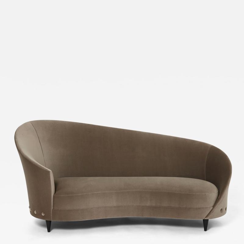 Federico Munari Federico Munari velvet rounded meridienne sofa 1960s