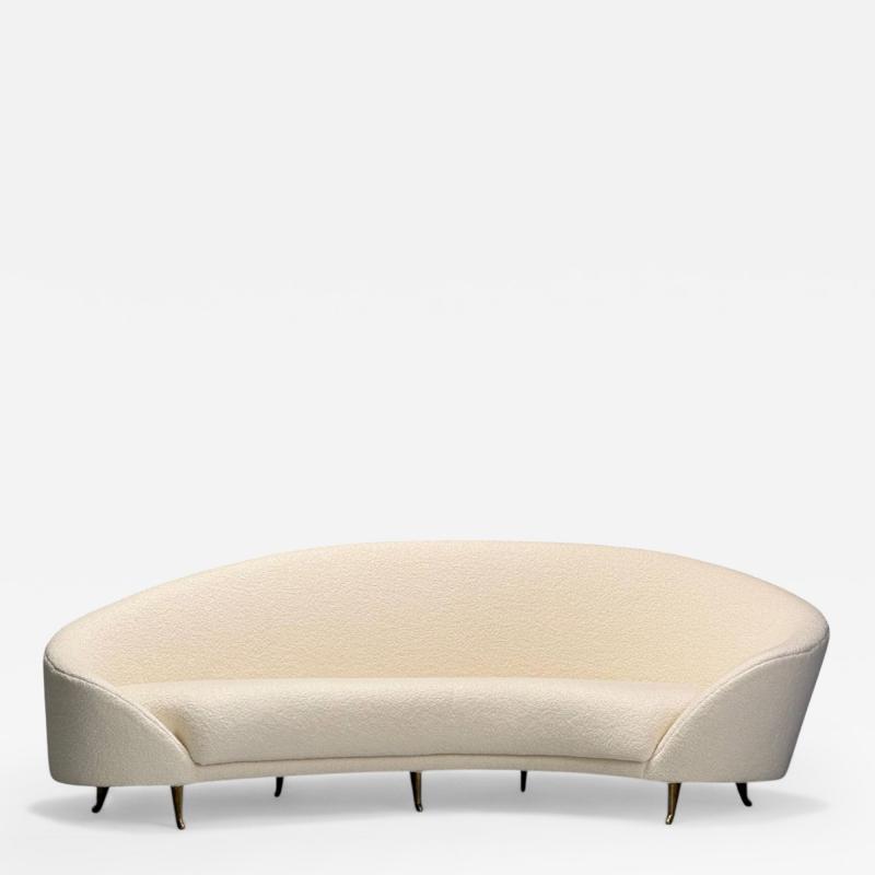 Federico Munari Italian Modern White Boucle Bronze Italy 1950s