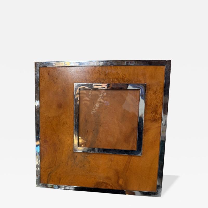 Feliceantonio Botta Felice Antonio Botta Signed Burl Wood Chrome Picture Frame Italy 1973