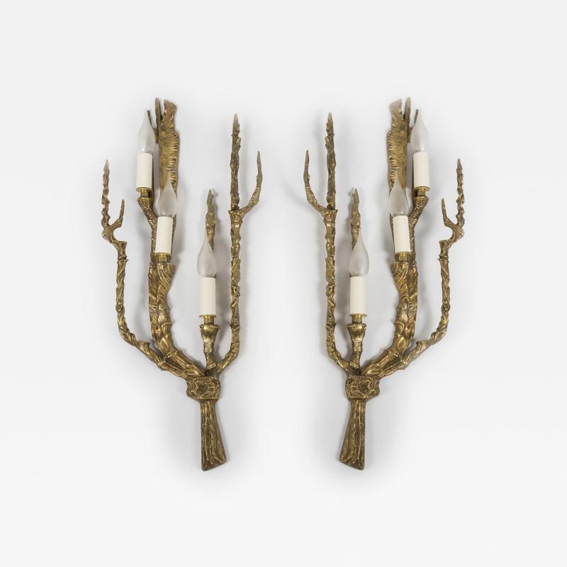 Felix Agostini 1960s bronze sconces in the style of Felix Agostini