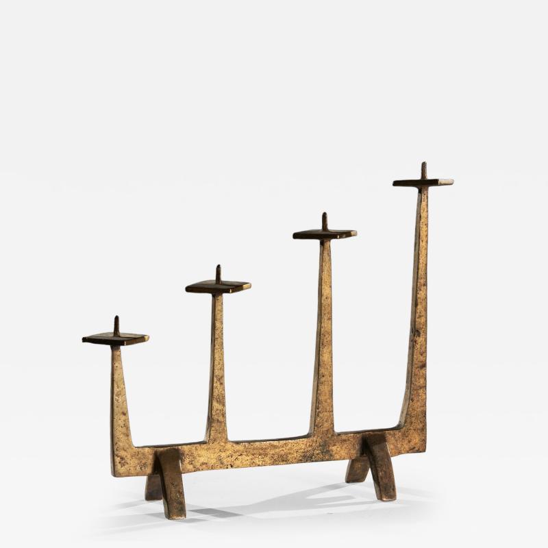 Felix Agostini Brutalist Candelabra Candlestick 1960s after Felix Agostini In Solid Bronze