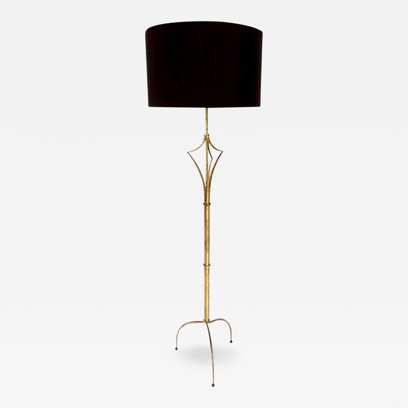 Felix Agostini French Gilded Iron Floor Lamp in the manner of Felix Agostini