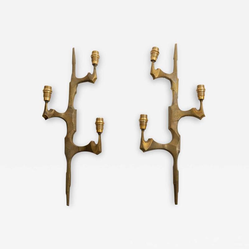 Felix Agostini Pair Of Bronze sconces in the style of Felix Agostini