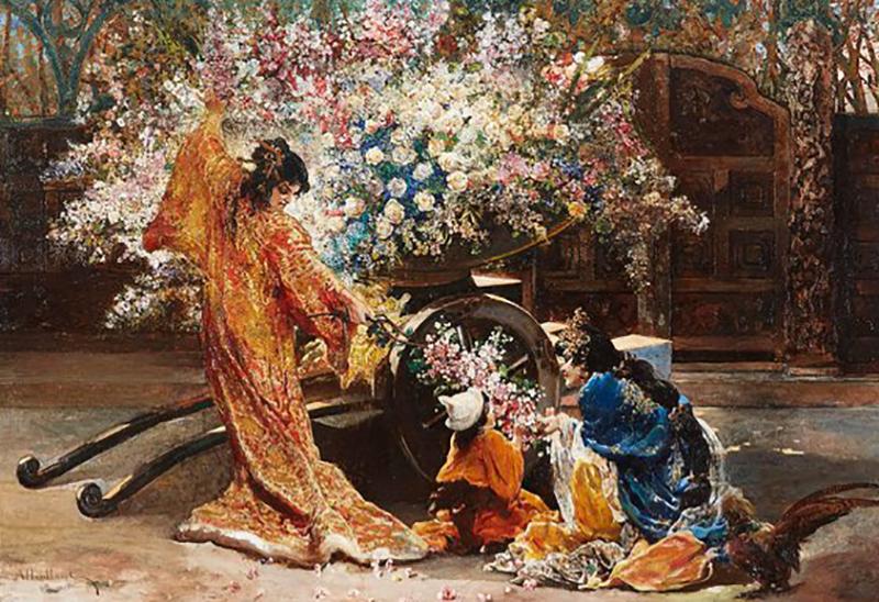 Felix Armand Heullant Exceptional French Japonisme Oil on Panel Painting by Felix Armand Heullant