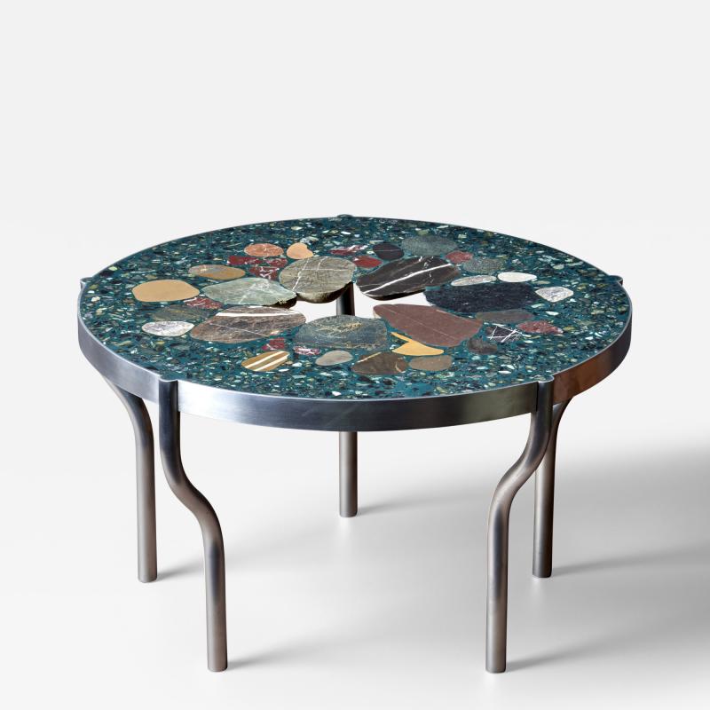 Felix Muhrhofer Handcrafted Terrazzo Coffee Table in Blue Green Queen Frederic Felix Muhrhofer