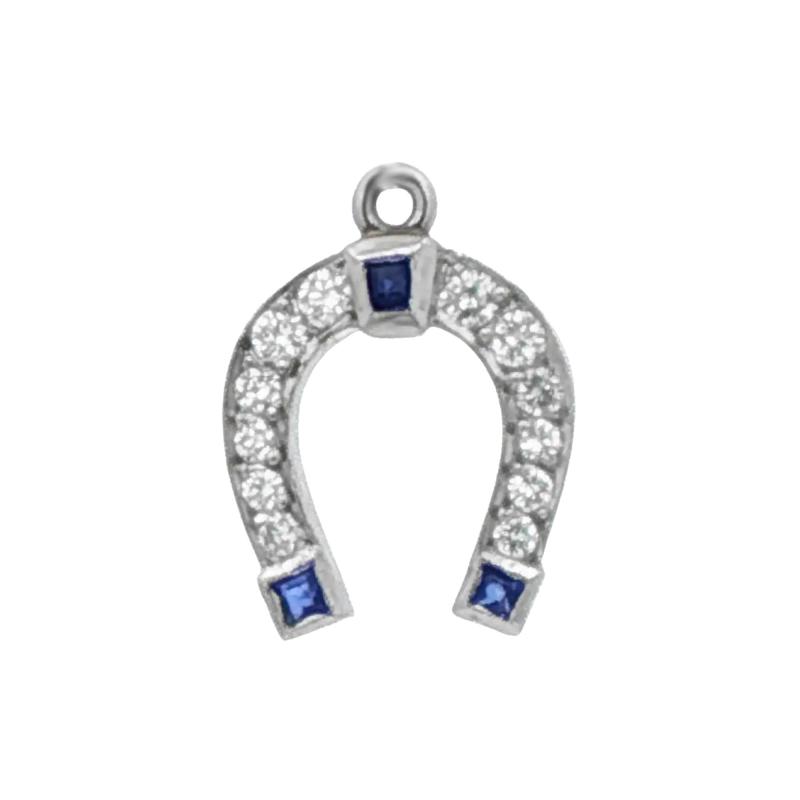 Felix Vollman Horseshoe Charm with Diamond and Sapphire Platinum