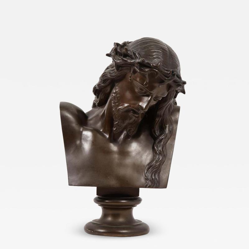 Ferdinand Barbedienne Jean Baptiste Auguste Clesinger French Bronze Bust of Jesus Christ Barbedienne