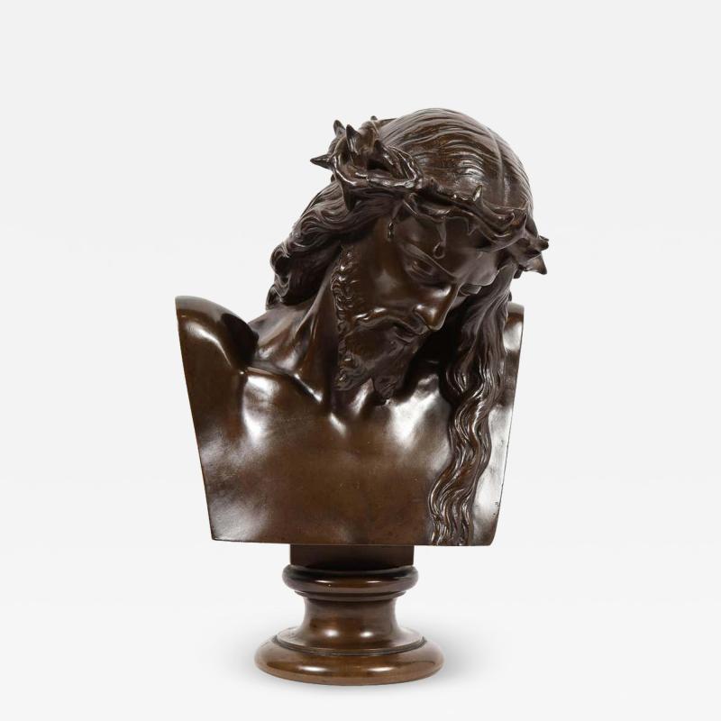 Ferdinand Barbedienne Jean Baptiste Auguste Clesinger French Bronze Bust of Jesus Christ Barbedienne