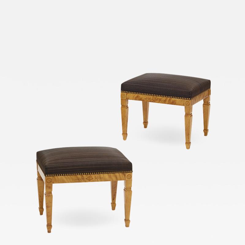 Ferdinand Boberg ExquisiteArt Nouveau Benches in Birch by Gustaf Ferdinand Boberg