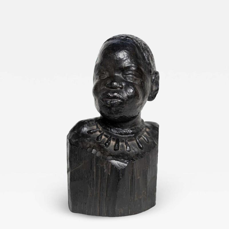 Ferdinand Parpan CARVED BUST OF A AFRICAN BOY BY FERDINAND PARPAN