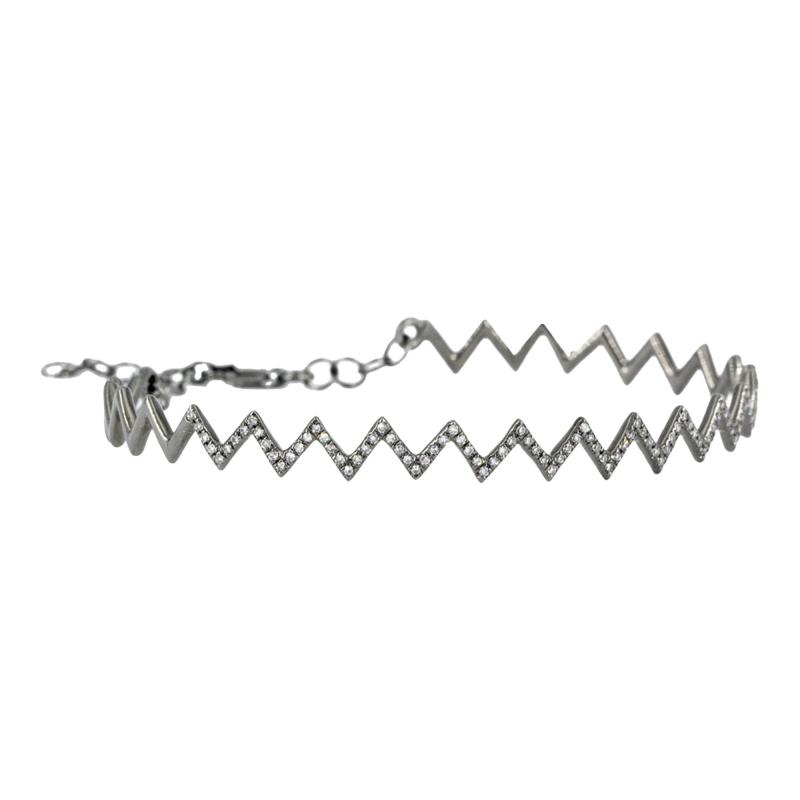 Fern Freeman Fern Freeman Diamond Zig Zag Black Gold Bracelet