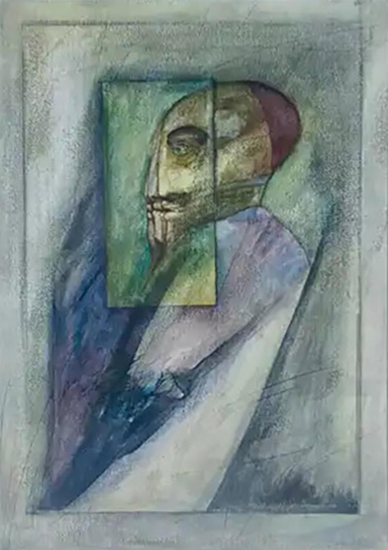 Fernando Luis Dominguez Fernando Luis Cuban American Abstract Mixed Media Drawing on Paper Obispo 2 