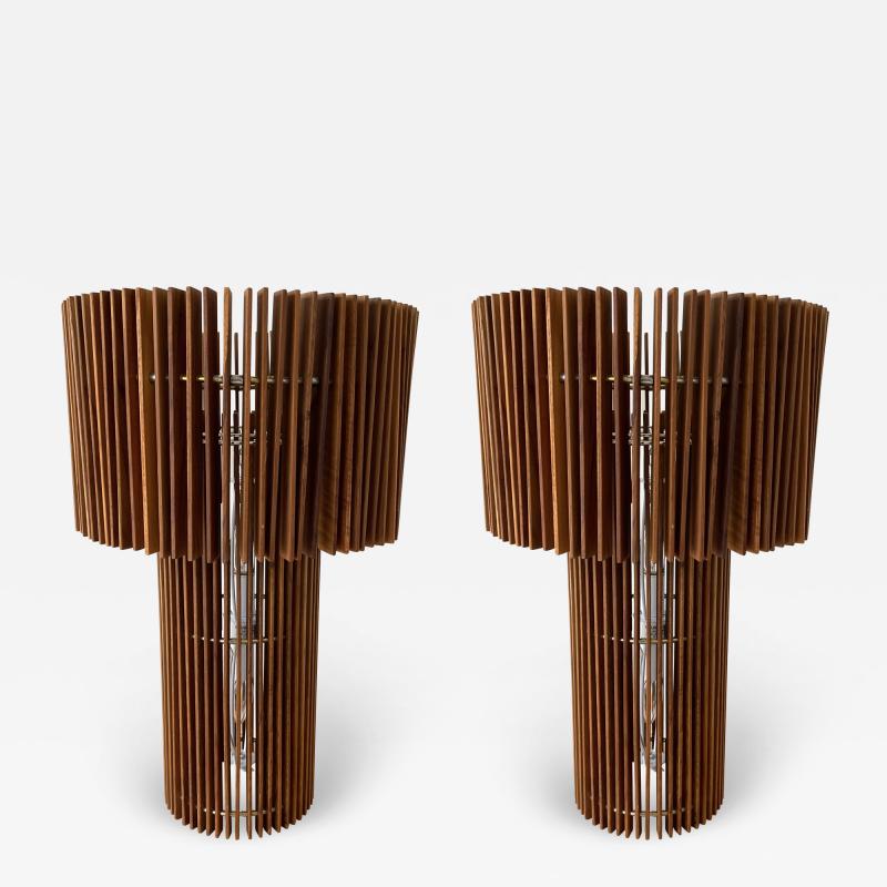 Fernando and Humberto Campana Pair of Modular Wood Table Lamps by Fernando and Humberto Campana Italy 2009