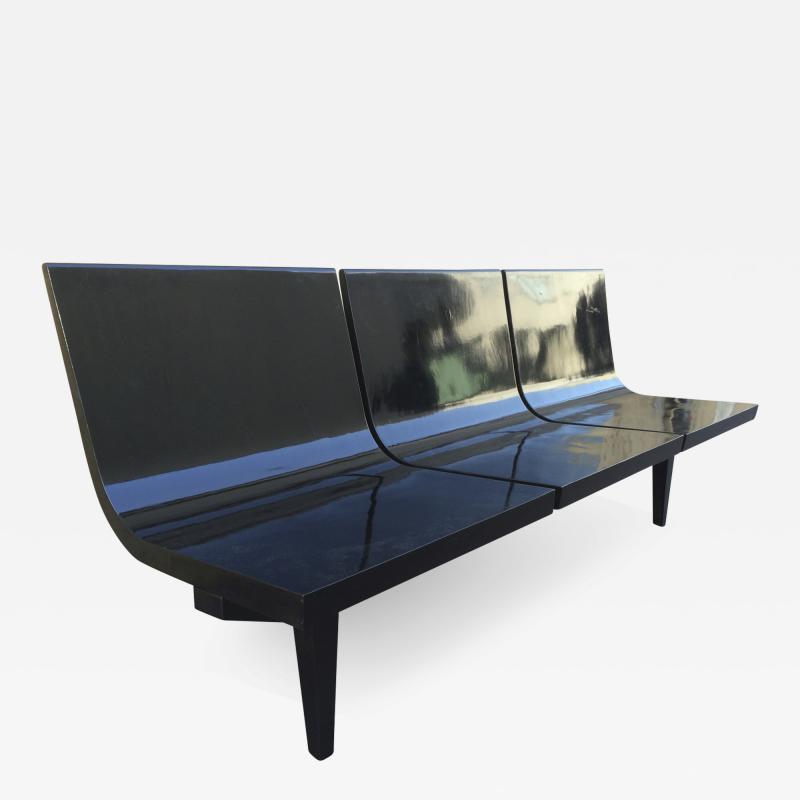 Fifties Black Layered Wood Bench or Couch