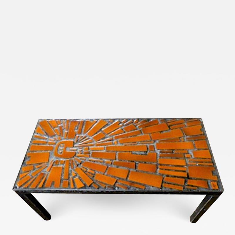 Fifties riviera style rare ceramic coffee table with gorgeous colors