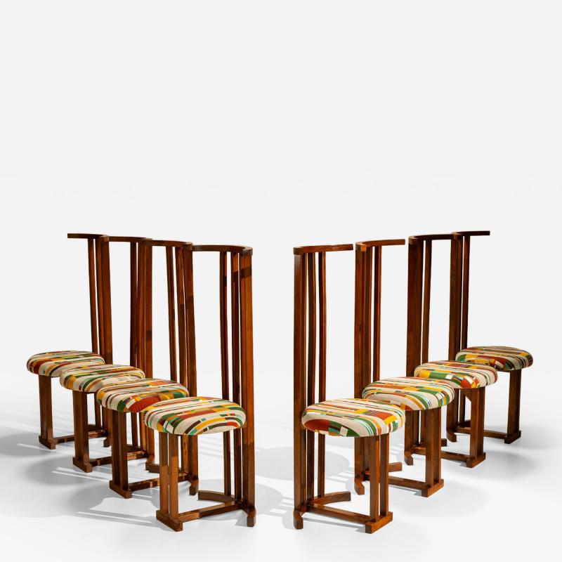Filippo Monti Set of Eight Italian Dining Room Chairs in Walnut attri to Filippo Monti 1960s