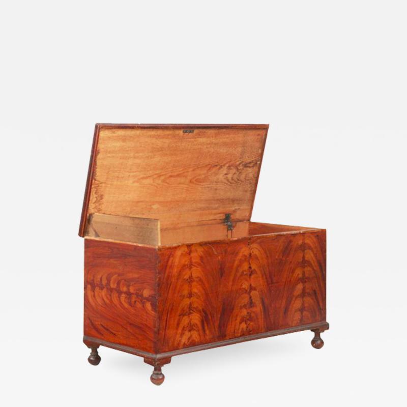 Fine American Flame Painted Blanket Chest Pennsylvania c 1830 50