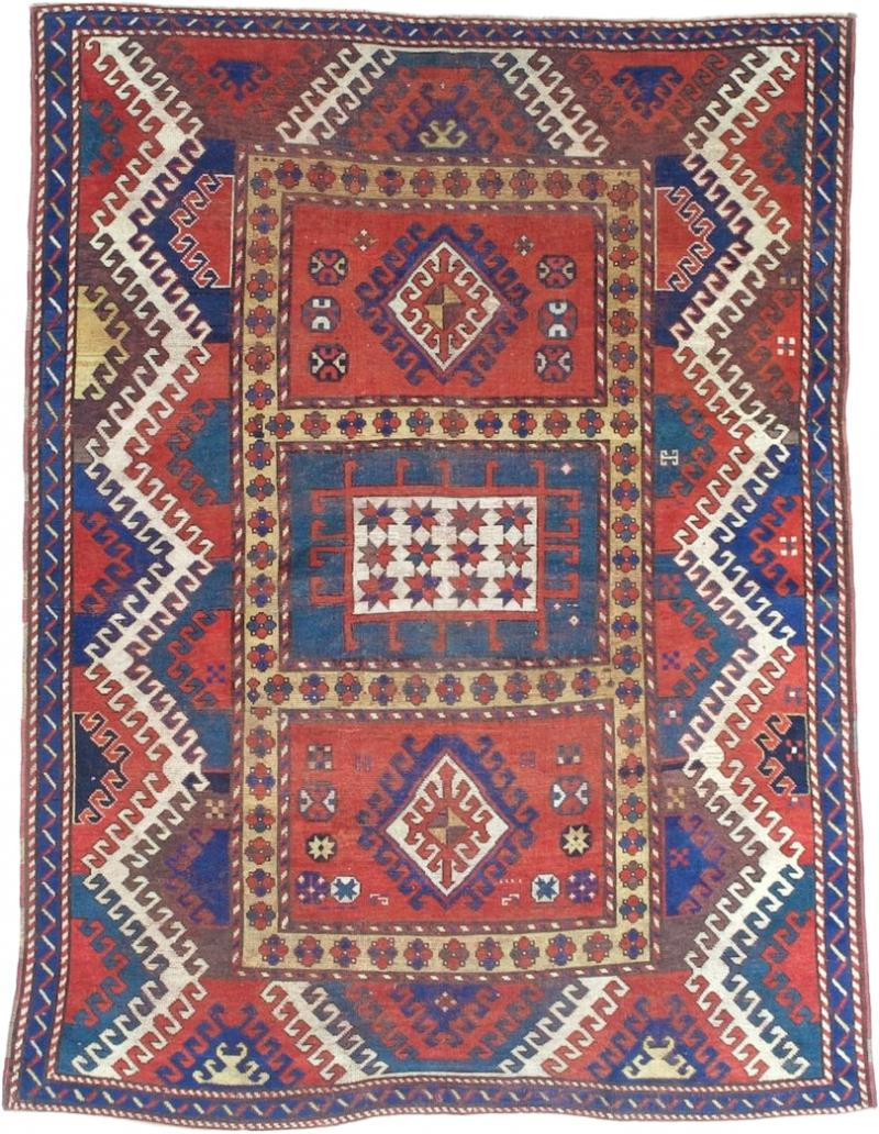 Fine Antique Borchelou Kazak Rug 5 6 x 7 3 