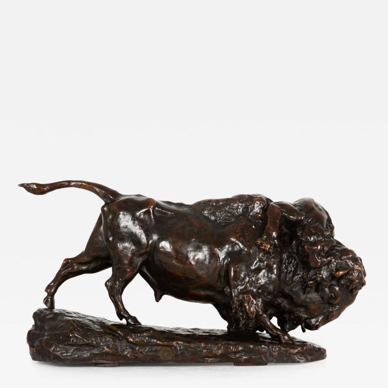 Fine Antique French Bronze Sculpture of Bison and Jaguar by Georges Gardet