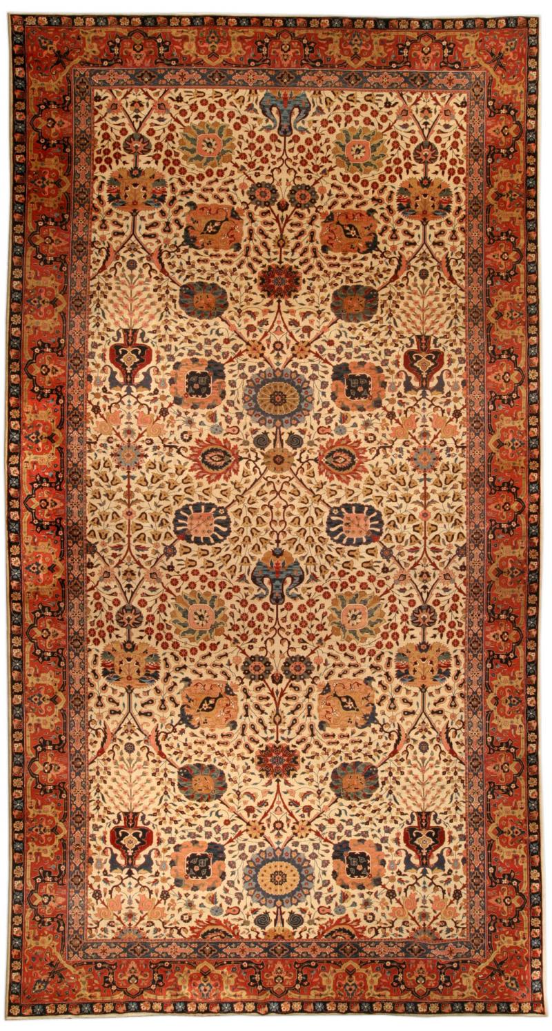 Fine Antique Indian Amritsar Botanic Handmade Wool Rug