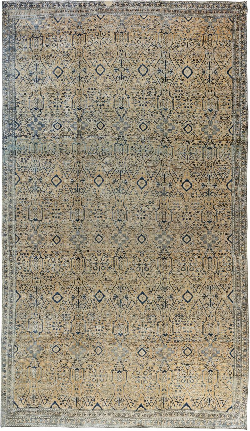 Fine Antique Kirman Botanic Handmade Wool Rug Size Adjusted 