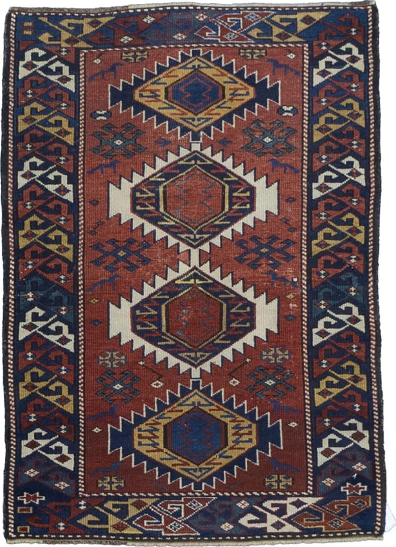 Fine Antique Kuba Wool Rug 23 x 33 