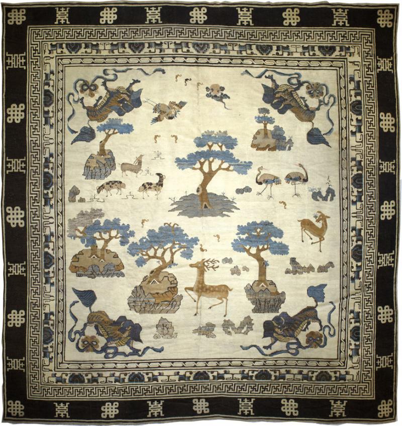 Fine Antique Ninshiya 1st half of the 19th Century Rug 12 10 x 14 0 