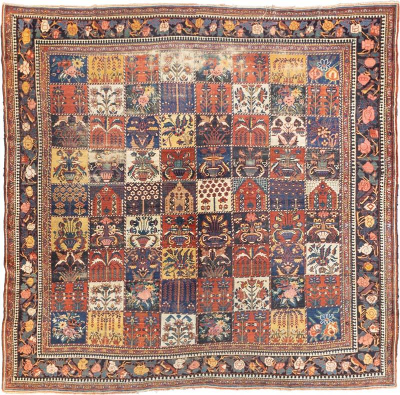 Fine Antique Persian Bakhtiari Rug 10 x 11 x 11 x 3 