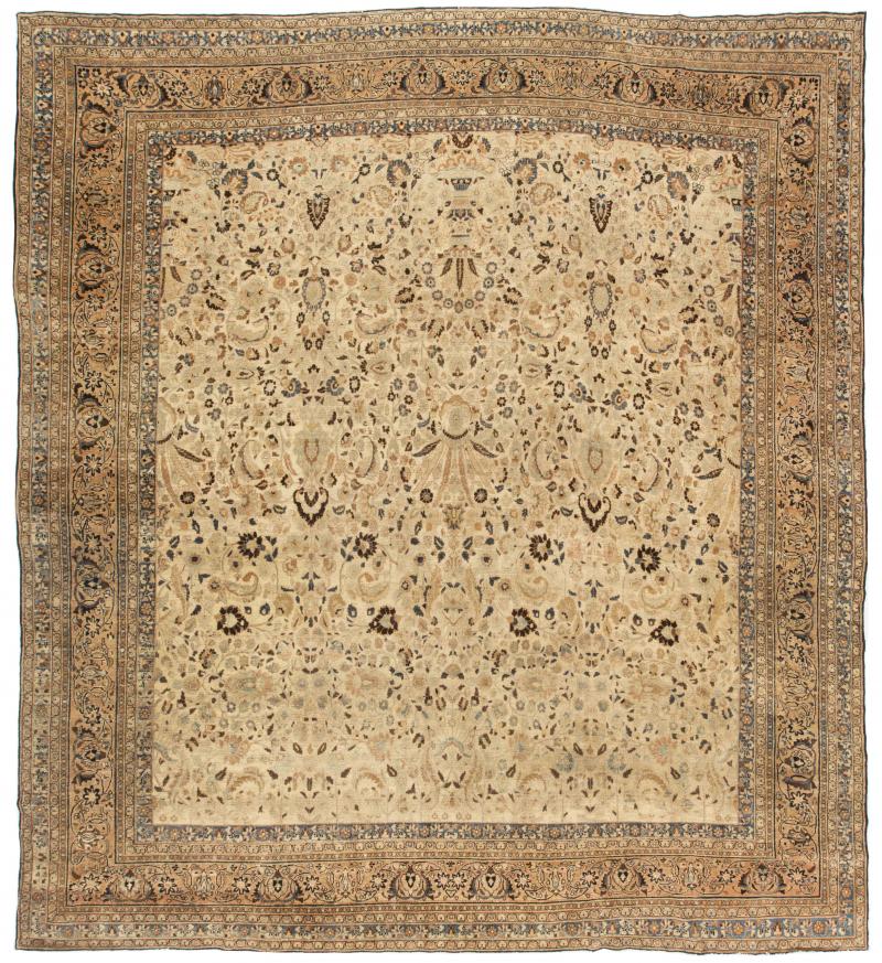 Fine Antique Persian Khorassan Botanic Handmade Wool Rug