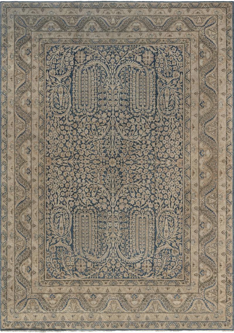 Fine Antique Persian Kirman Blue Handmade Wool Carpet