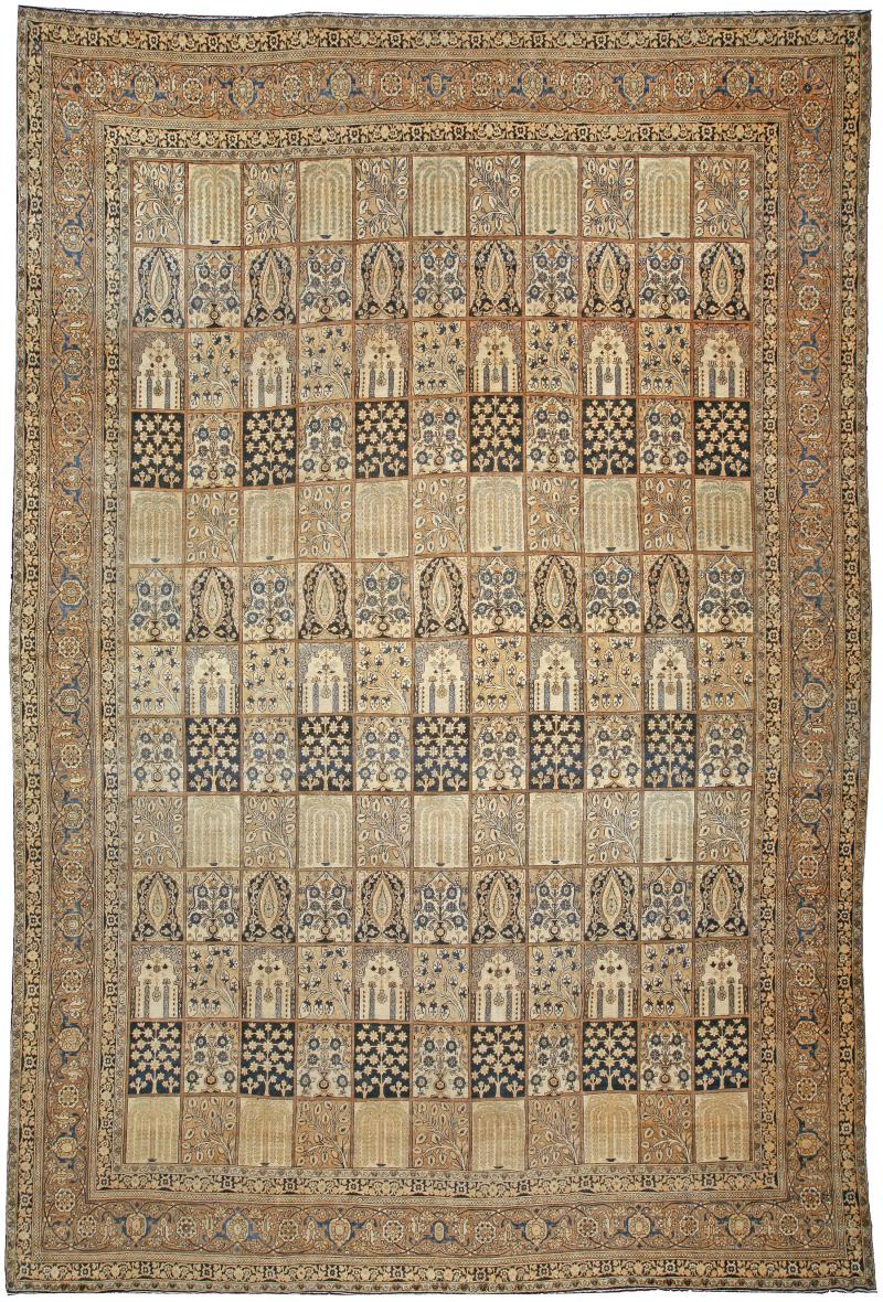 Fine Antique Persian Kirman Botanic Handmade Wool Rug