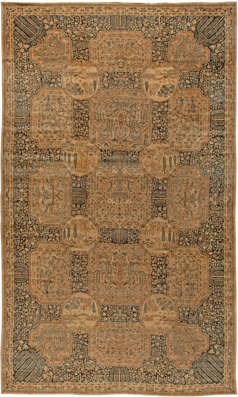Fine Antique Persian Kirman Handmade Wool Rug