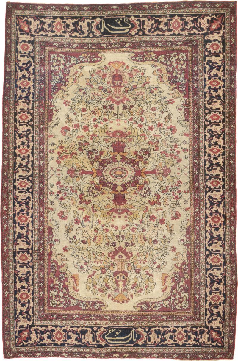 Fine Antique Persian Lavar Kerman SIgned by Master Weaver Rug 46 x 68 