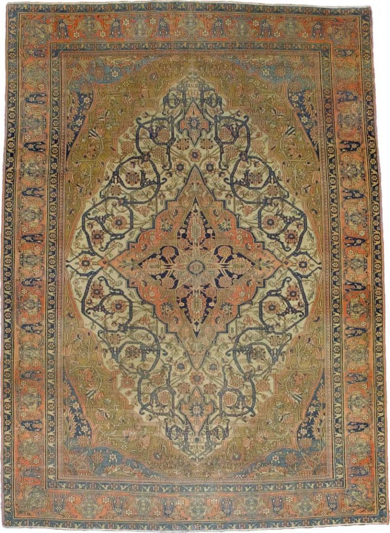 Fine Antique Persian Mohtasham Kashan Rug 4 7 x 6 5 