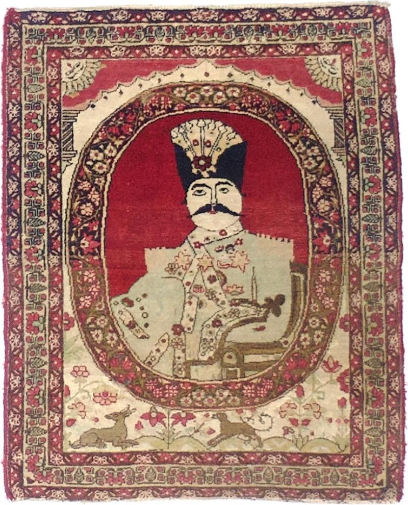 Fine Antique Persian Pictorial Lavar Kerman Rug 2 0 x 2 6 