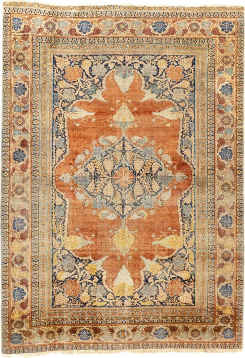Fine Antique Persian Silk Heriz Rug 3 9 x 5 3 