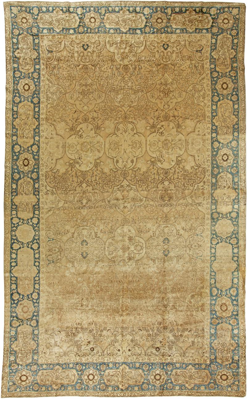 Fine Antique Persian Tabriz Handmade Wool Rug