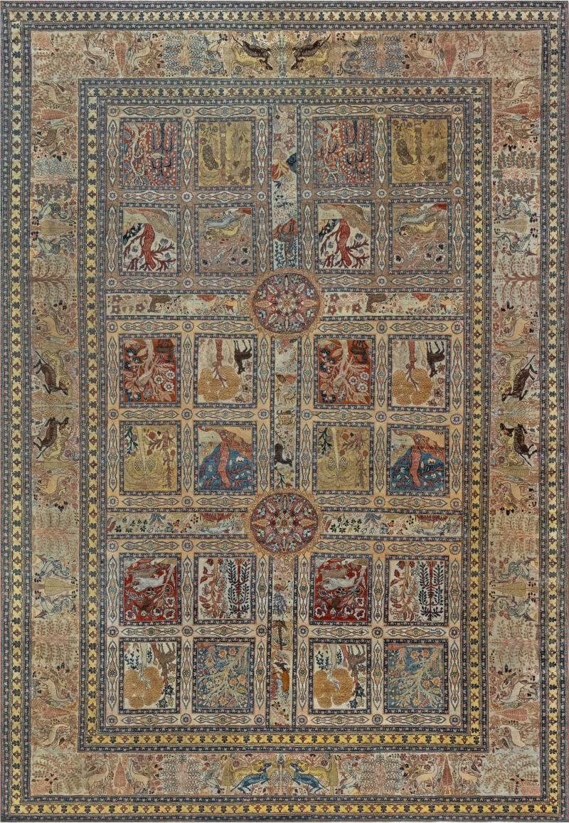 Fine Antique Persian Tabriz Handmade Wool Rug