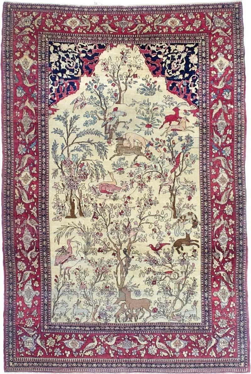 Fine Antique Persian Tehran Rug 4 x 8 x 7 x 1