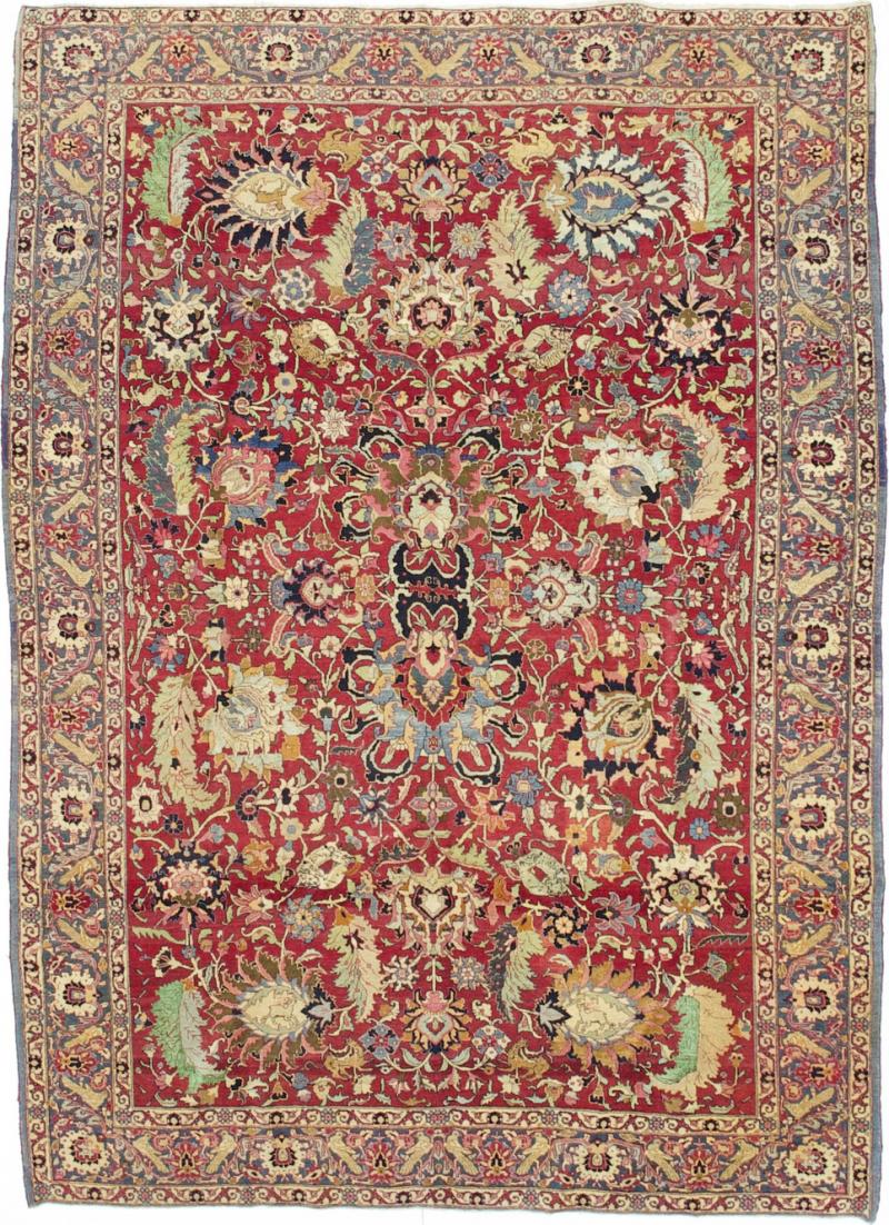 Fine Antique Persian Tehran Wool Rug 6 9 x 9 5 
