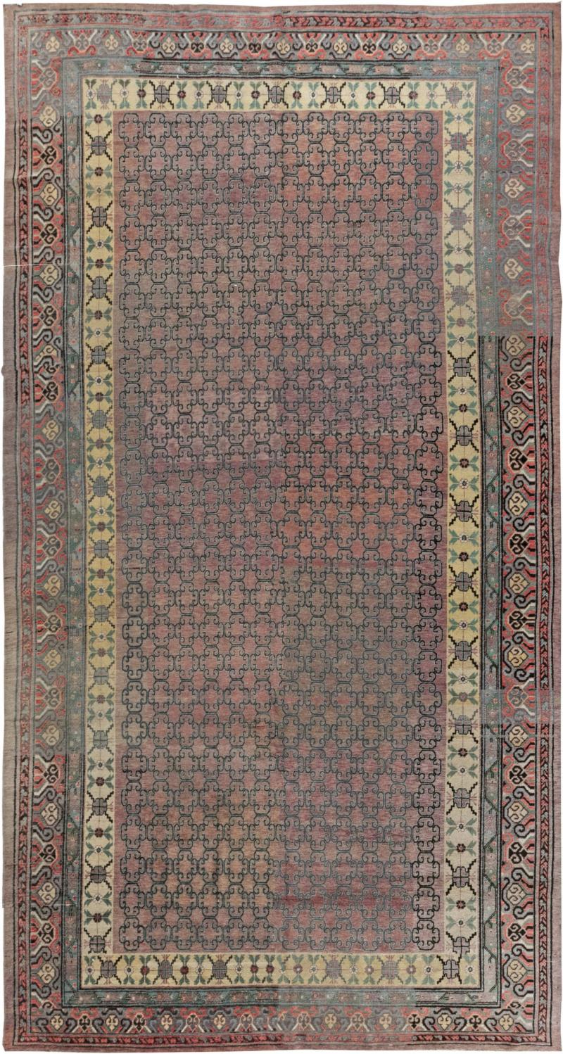 Fine Antique Samarkand Khotan Handmade Wool Rug