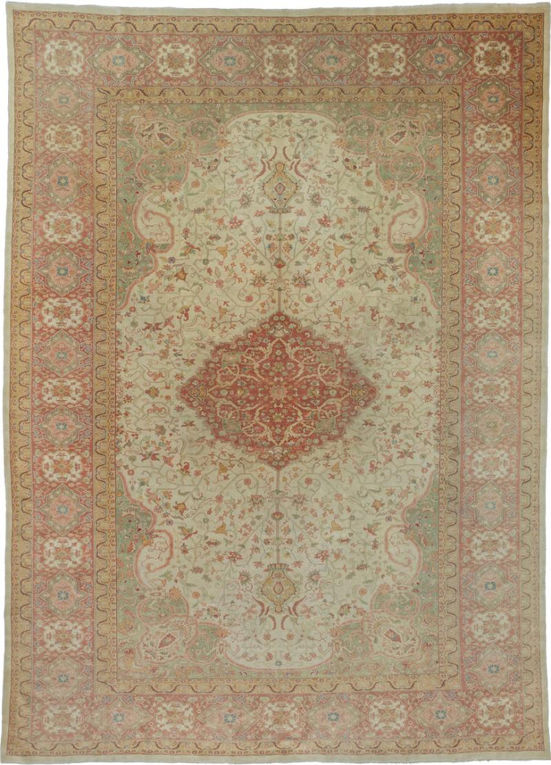 Fine Antique Turkish Borlu Oushak Wool Rug 8 7 x 11 10 