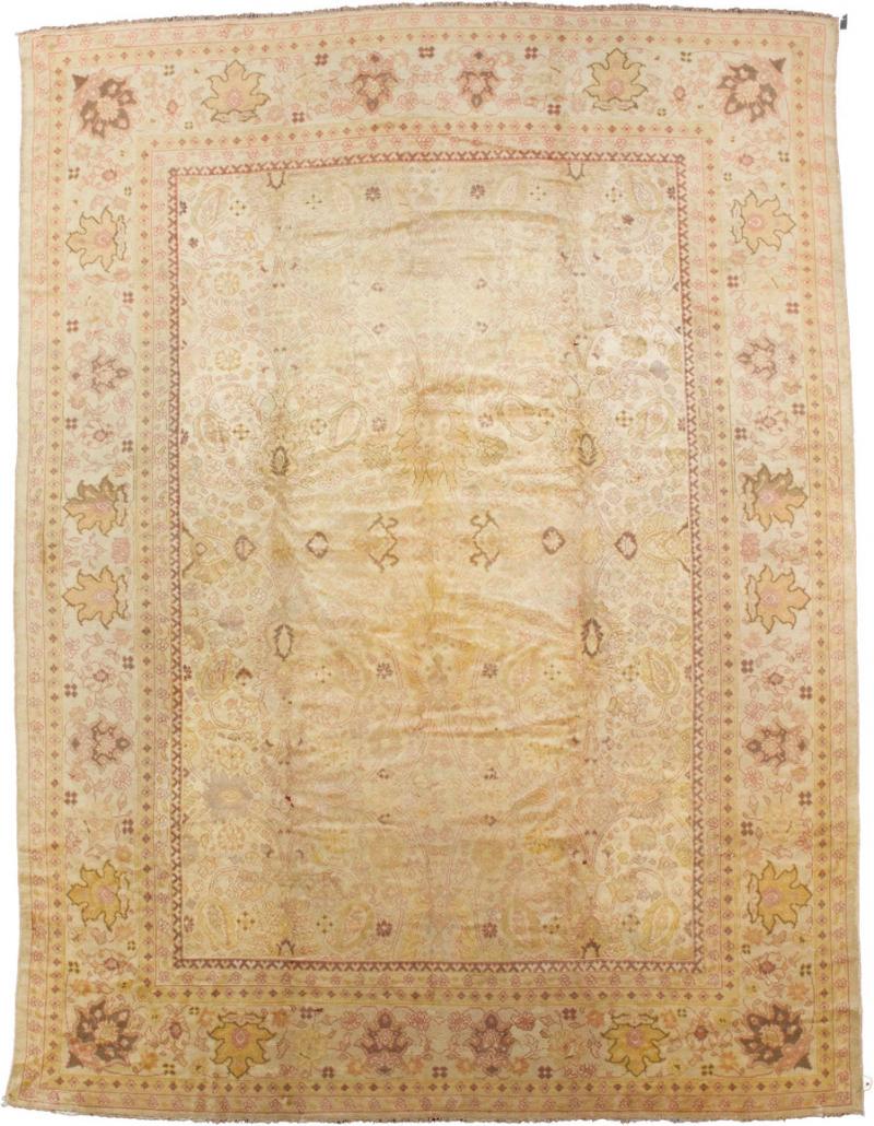 Fine Antique Turkish Oushak Rug 9 6 x 12 9 