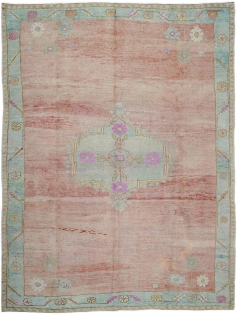 Fine Antique Turkish Oushak Wool Rug 6 5 x 8 6 