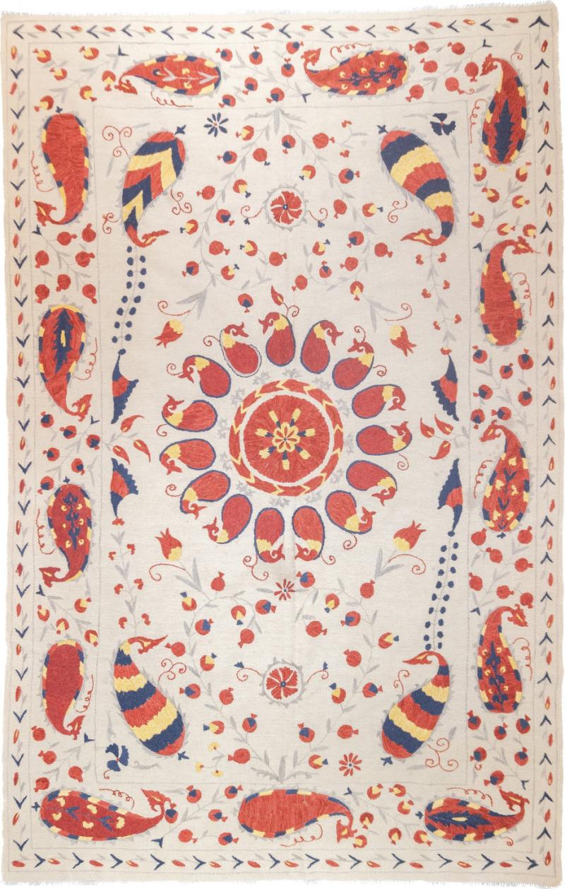 Fine Antique Uzbek Suzani Rug 63 x 99