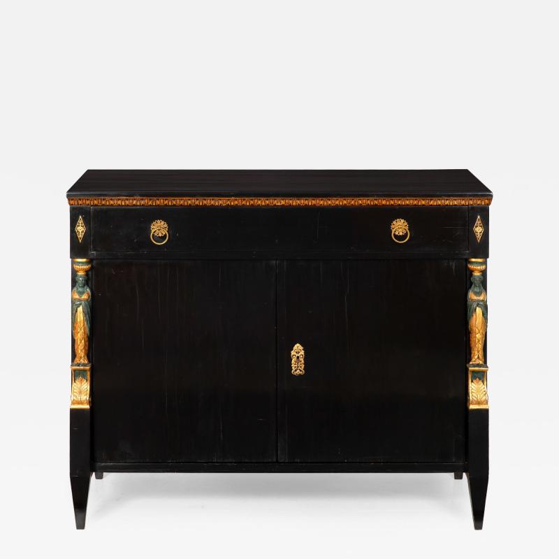 Fine Austrian Empire Black Lacquered Cabinet Sideboard circa 1820