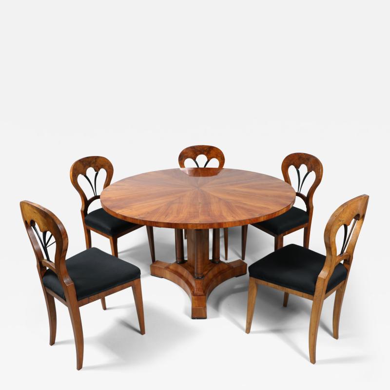 Fine Biedermeier Set of Six Chairs Table Vienna c 1825 