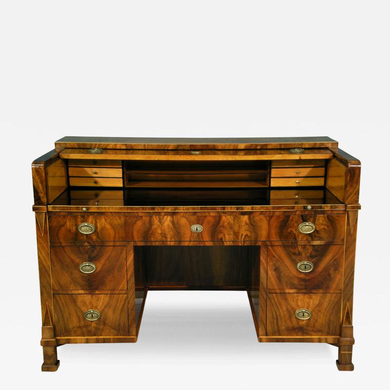 Fine Biedermeier Walnut Drop Front Desk Vienna c 1825 